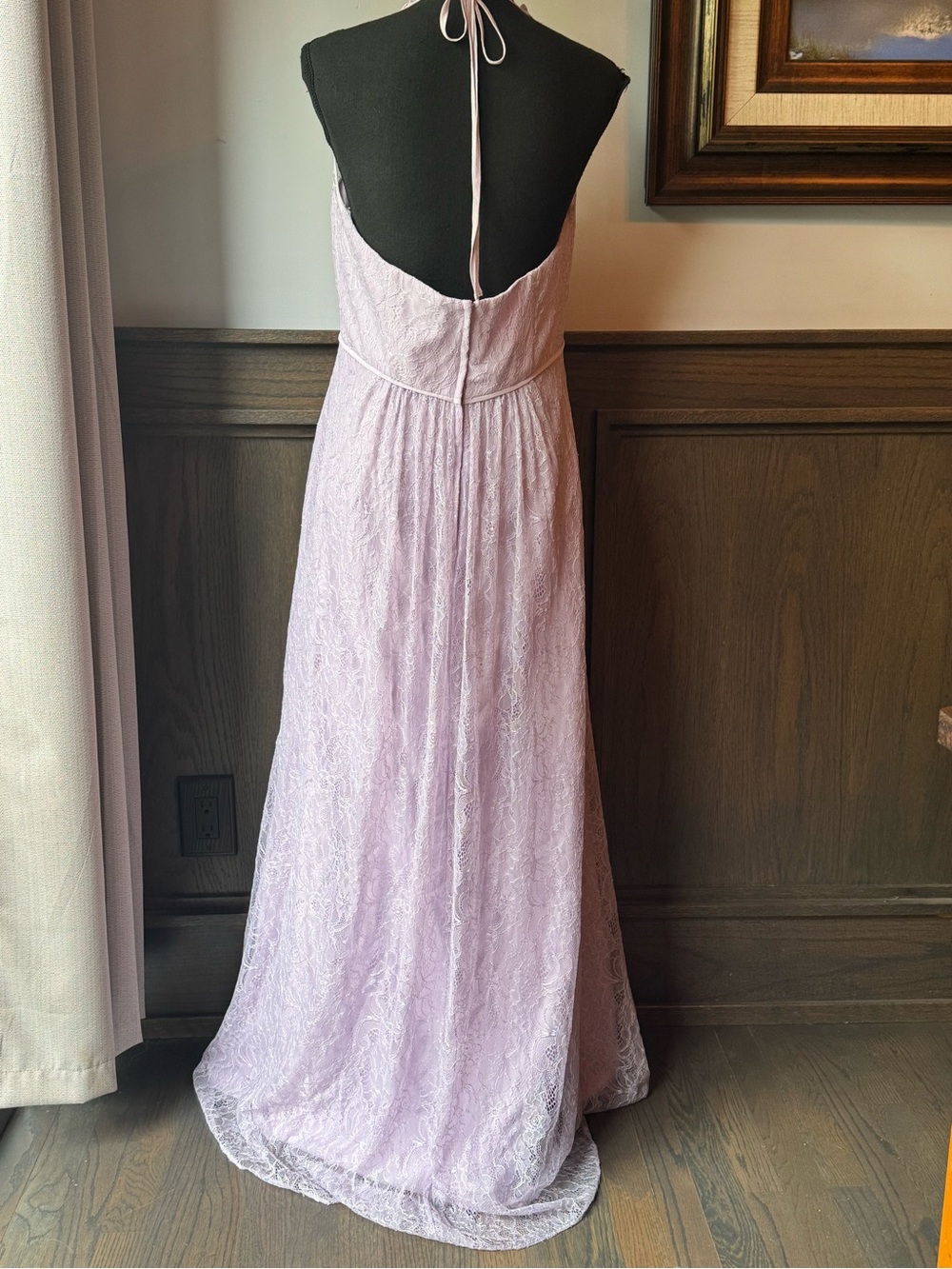 David's Bridal Lilac Lace Halter Gown 12 EUC - Picture 4 of 10